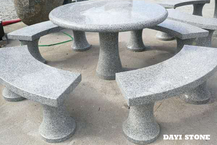 Light Grey Granite Table and benches Polished D=1200mm